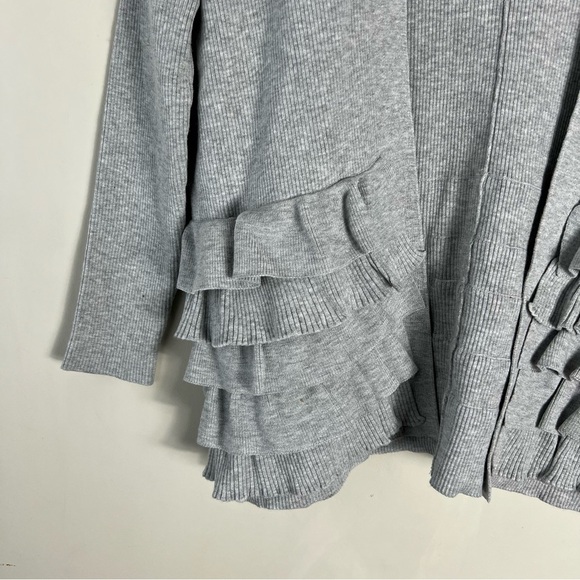 Club Monaco Women's Gray Ruffle Open Front Cardigan Size XS/S Feminine - Picture 8 of 10